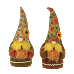 CC Christmas Decor Set Of 2 Fall Harvest Gnomes Table Top Decoration 12"