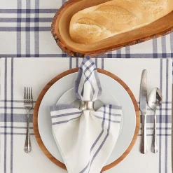 Contemporary Home Living Set Of 6 French Blue And White Home Sweet Farmhouse Napkin, 20