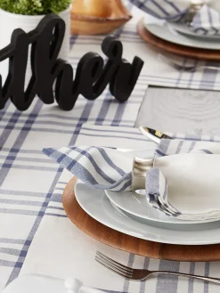 Contemporary Home Living Set Of 6 French Blue And White Home Sweet Farmhouse Napkin, 20