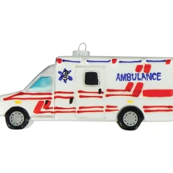 Christmas by Krebs Occupations>Set Of 2 Glass Ambulance Christmas Ornaments