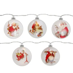 Northlight Set Of 5 Glass Norman Rockwell Christmas Disc Lights
