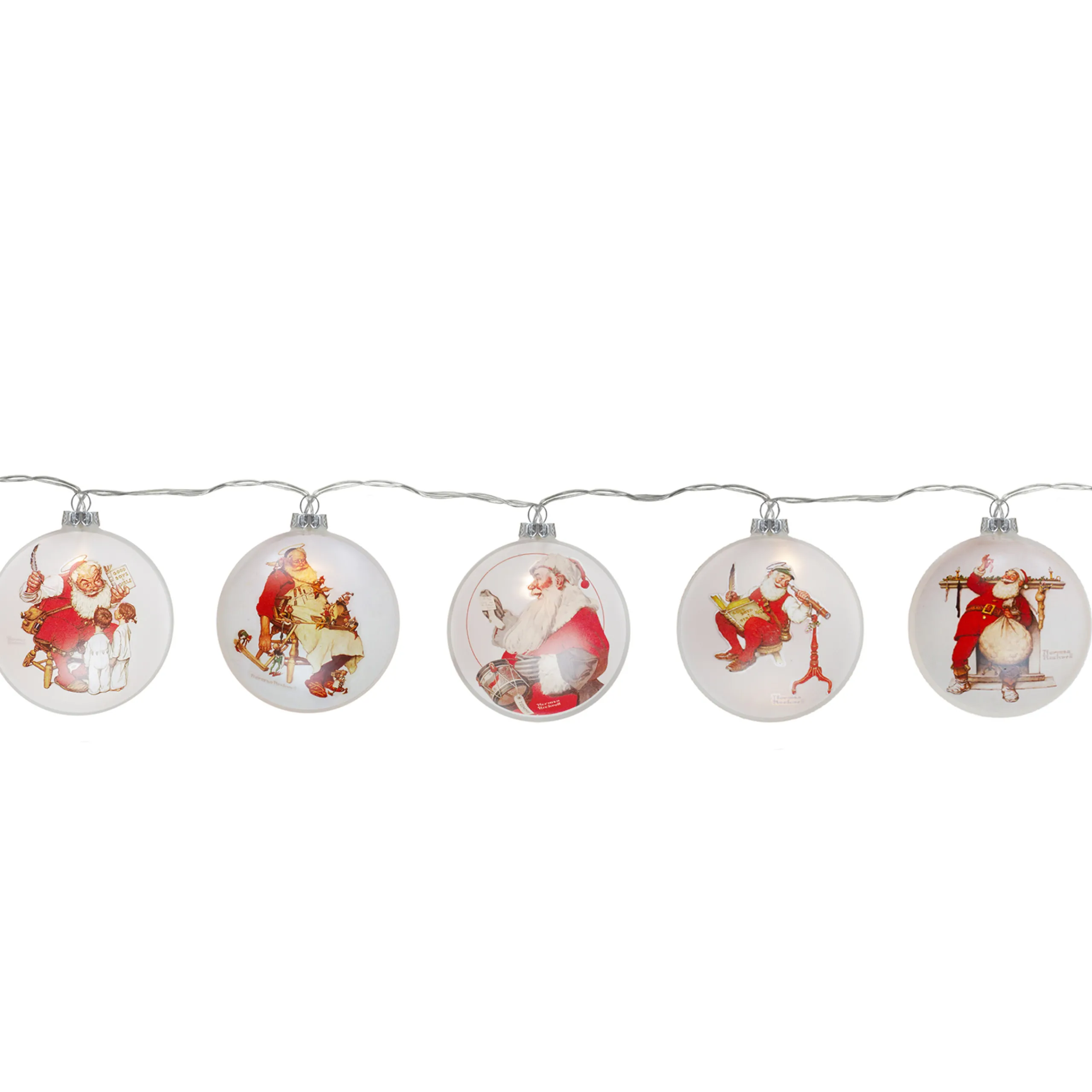 Northlight Set Of 5 Glass Norman Rockwell Christmas Disc Lights