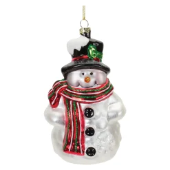 Melrose Snowmen>Set Of 6 Glittered Glass Snowman Christmas Ornaments 5.25"