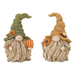 Melrose Set Of 6 Gnome With Pumpkin Fall Harvest Tabletop Figurines 5"