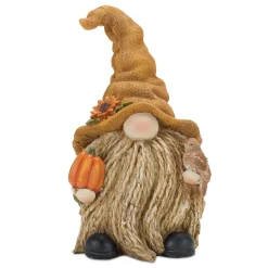 Melrose Set Of 2 Gnome With Sunflower Fall Harvest Tabletop Figurines 7.75"
