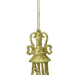 Allstate Finials>Set Of 2 Gold And Red Glittered Finial With Drop Decorative Christmas Ornaments 6.5"