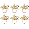 CC Home Furnishings Set Of 6 Gold Colored Multiple Beaded Napkin Rings 3"