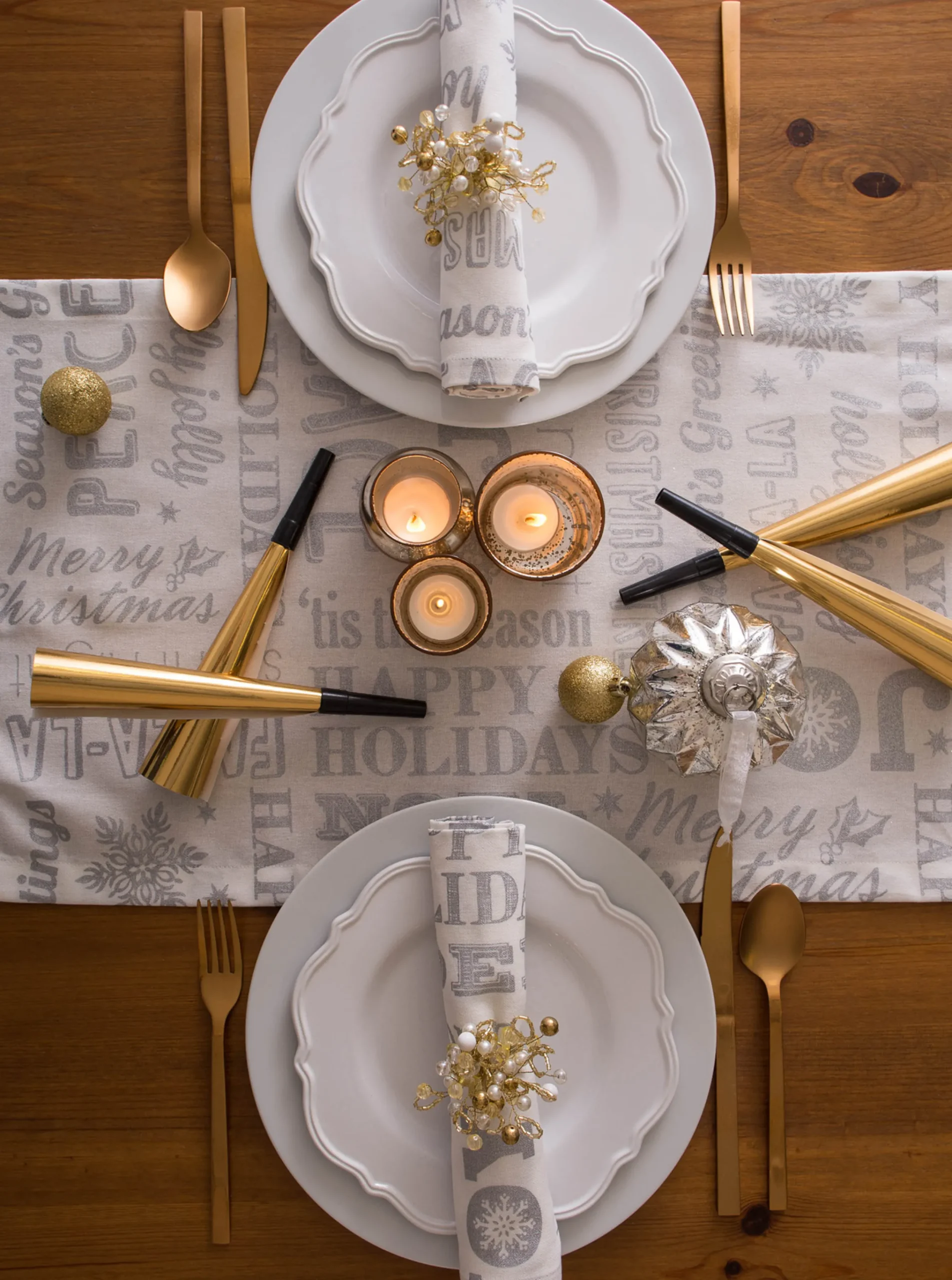 CC Home Furnishings Set Of 6 Gold Colored Multiple Beaded Napkin Rings 3"