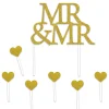 Beistle Set Of 12 Gold Mr & Mrs Cake Topper And Hearts 8.5"