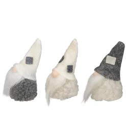 Northlight Fantasy & Sci Fi>Set Of 3 Gray And Cream Christmas Gnomes 3.75"