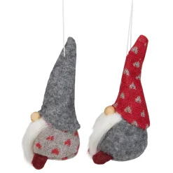 Northlight Fantasy & Sci Fi>Set Of 2 Gray And Red Santa Gnomes Christmas Ornaments 4.25"