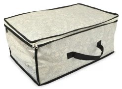 Decoration Storage*CC Home Furnishings Set Of 2 Gray Damask Patterned Soft Storage Bins With Zipper Closure 18"