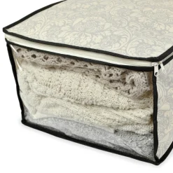 Decoration Storage*CC Home Furnishings Set Of 2 Gray Damask Patterned Soft Storage Bins With Zipper Closure 18
