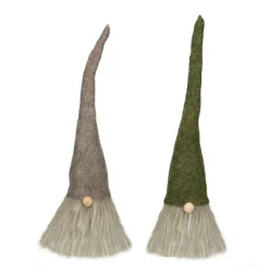 Gnomes*Northlight Set Of 2 Green And Brown Hanging Christmas Gnome Figures 10.5"