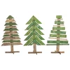 Contemporary Home Living Yard Art Trees>Set Of 3 Green And Brown Recycled Wood Christmas Trees With Stands