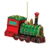 Melrose Transportation>Set Of 6 Green And Red Glittered Glass Train Christmas Ornaments 4.25"