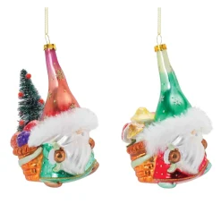 Melrose Fantasy & Sci Fi>Set Of 6 Green And Red Santa Gnome Christmas Ornaments 5.5"