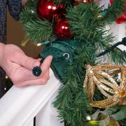 Garland Accessories*Village Lighting Co. Set Of 3 Green Christmas Banister Protecting Garland Ties