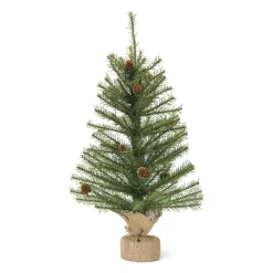 Melrose Potted Trees>Set Of 2 Green Potted Artificial Christmas Tree With Burlap Base 2'
