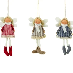 Northlight Angels & Cherubs>Set Of 3 Hanging Angel Doll Christmas Ornaments 6"