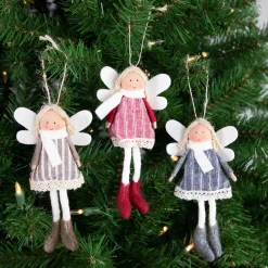 Northlight Angels & Cherubs>Set Of 3 Hanging Angel Doll Christmas Ornaments 6"