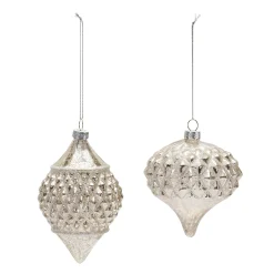 Melrose Pendants & Drops>Set Of 6 Harlequin Mercury Glass Christmas Ornaments 5.5"