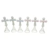 Unlit Tree Toppers*Roman Set Of 6 Ivory And Green God Bless Baby's First Christmas Cross Tree Toppers 9"