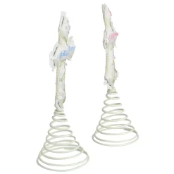 Unlit Tree Toppers*Roman Set Of 6 Ivory And Green God Bless Baby's First Christmas Cross Tree Toppers 9"