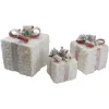 Gift Accessories*Northlight Set Of 3 Led Frosted Rattan Christmas Gift Boxes With Pinecones - 10"