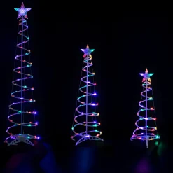 Northlight Spiral Trees>Set Of 3 Led Lighted Multi-Color Outdoor Spiral Christmas Cone Trees 3', 4', And 6'