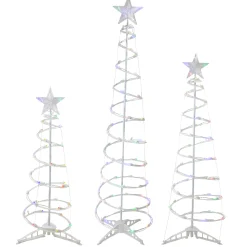 Northlight Spiral Trees>Set Of 3 Led Lighted Multi-Color Outdoor Spiral Christmas Cone Trees 3', 4', And 6'
