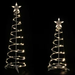 Northlight Spiral Trees>Set Of 2 Led Lighted Warm White Outdoor Spiral Christmas Cone Trees 3', 4'