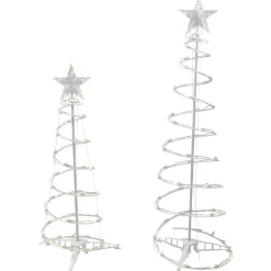 Northlight Spiral Trees>Set Of 2 Led Lighted Warm White Outdoor Spiral Christmas Cone Trees 3', 4'