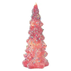 Melrose Trees & Wreaths>Set Of 3 Led Tree With Rainbow Pearl Christmas Ornaments 11.75"