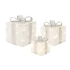 Gift Accessories*Contemporary Home Living Set Of 3 Led White Gift Box And Silver Ribbon With Lights And Timer 11"