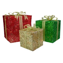 Outdoor Decorations*Northlight Set Of 3 Lighted Gift Box Outdoor Christmas Decoration 12-Inch