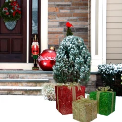 Outdoor Decorations*Northlight Set Of 3 Lighted Gift Box Outdoor Christmas Decoration 12-Inch