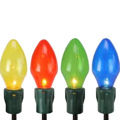Outdoor Decorations*Northlight Set Of 4 Lighted Multi-Color Jumbo C7 Bulb Christmas Pathway Marker Lawn Stakes