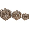 Outdoor Decorations*Northlight Set Of 3 Lighted Rattan Gift Boxes With Burlap Bows Tabletop Christmas Decorations 9.75"