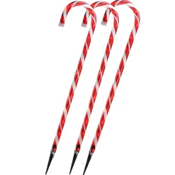 Outdoor Decorations*Northlight Set Of 3 Lighted Red And White Candy Cane Outdoor Christmas Pathway Markers 28"
