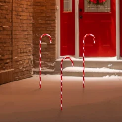 Outdoor Decorations*Northlight Set Of 3 Lighted Red And White Candy Cane Outdoor Christmas Pathway Markers 28"