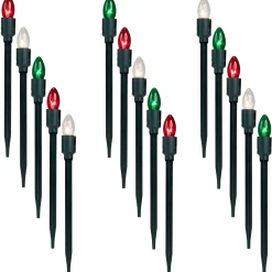 Northlight Set Of 15 Lighted Red, Clear And Green C9 Christmas Pathway Marker Decor