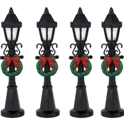 Christmas Villages*Northlight Set Of 4 Lighted Street Lamps Christmas Village Display Pieces - 4.75"