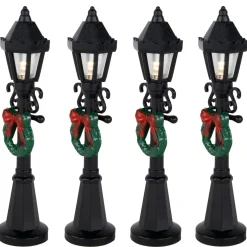 Christmas Villages*Northlight Set Of 4 Lighted Street Lamps Christmas Village Display Pieces - 4.75