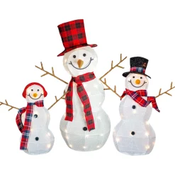 Outdoor Decorations*Northlight Set Of 3 Lighted Tinsel Snowmen Family Christmas Yard Decorations