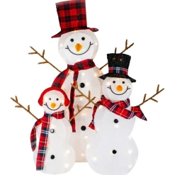 Outdoor Decorations*Northlight Set Of 3 Lighted Tinsel Snowmen Family Christmas Yard Decorations