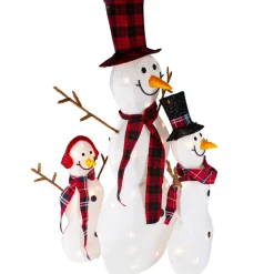 Outdoor Decorations*Northlight Set Of 3 Lighted Tinsel Snowmen Family Christmas Yard Decorations