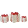 Outdoor Decorations*Northlight Set Of 3 Lighted White Swirl Glitter Gift Boxes Christmas Outdoor Decorations 10"