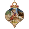 Designocracy Nativity & Religious>Set Of 2 Little Drummer Boy Wooden Onion Shaped Christmas Ornaments 5.5"