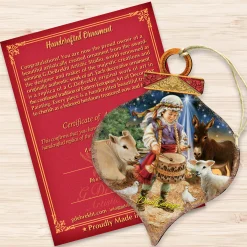 Designocracy Nativity & Religious>Set Of 2 Little Drummer Boy Wooden Onion Shaped Christmas Ornaments 5.5"